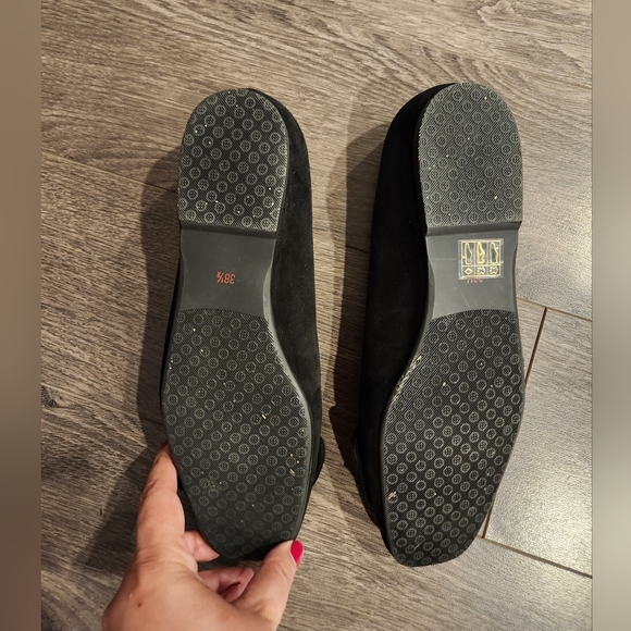 Black Leather Seude Ballet Shoes Made in Italy - Picture 4 of 5